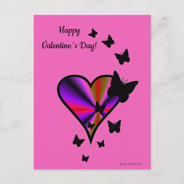 Rainbow Heart and Butterfly Postcard (Front)