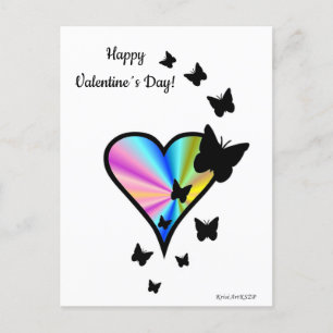 Rainbow Heart and Butterfly Postcard