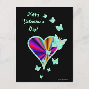 Rainbow Heart and Butterfly Postcard