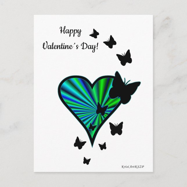 Rainbow Heart and Butterfly Postcard (Front)