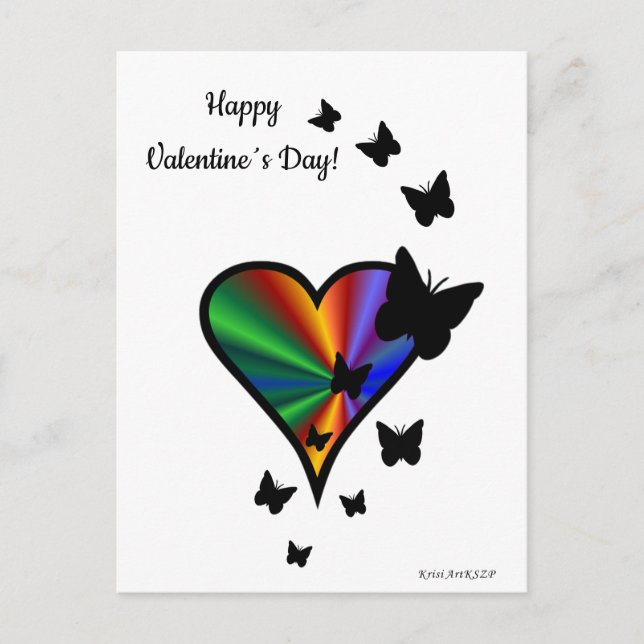 Rainbow Heart and Butterfly Postcard (Front)