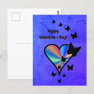 Rainbow Heart and Butterfly Postcard