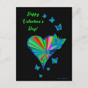 Rainbow Heart and Butterfly Postcard