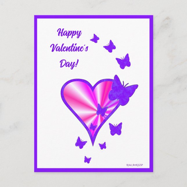 Rainbow Heart and Butterfly Postcard (Front)