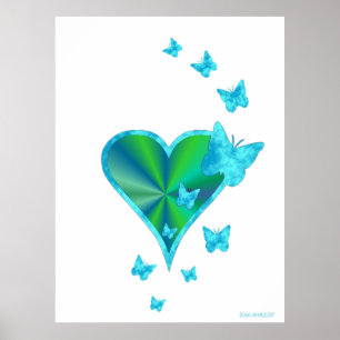 Rainbow Heart and Butterfly Poster