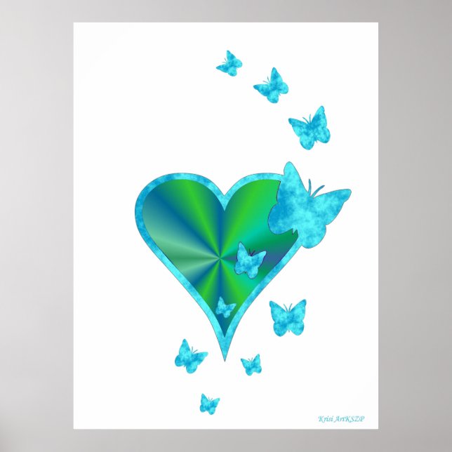Rainbow Heart and Butterfly Poster (Front)