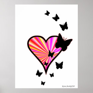 Rainbow Heart and Butterfly Poster