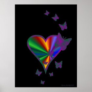 Rainbow Heart and Butterfly Poster