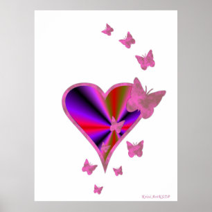 Rainbow Heart and Butterfly Poster