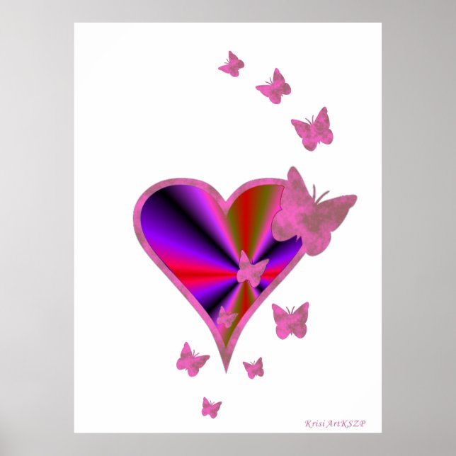 Rainbow Heart and Butterfly Poster (Front)