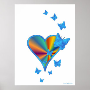 Rainbow Heart and Butterfly Poster
