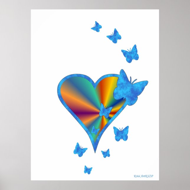 Rainbow Heart and Butterfly Poster (Front)