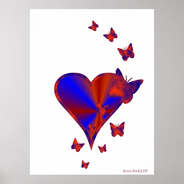 Rainbow Heart and Butterfly Poster (Front)