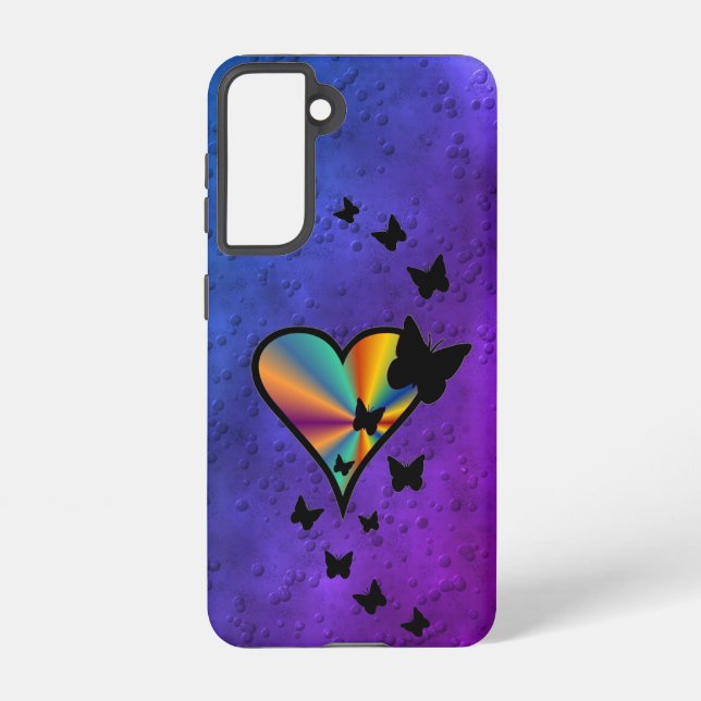 Rainbow Heart and Butterfly Samsung Galaxy S21 Case (Back)
