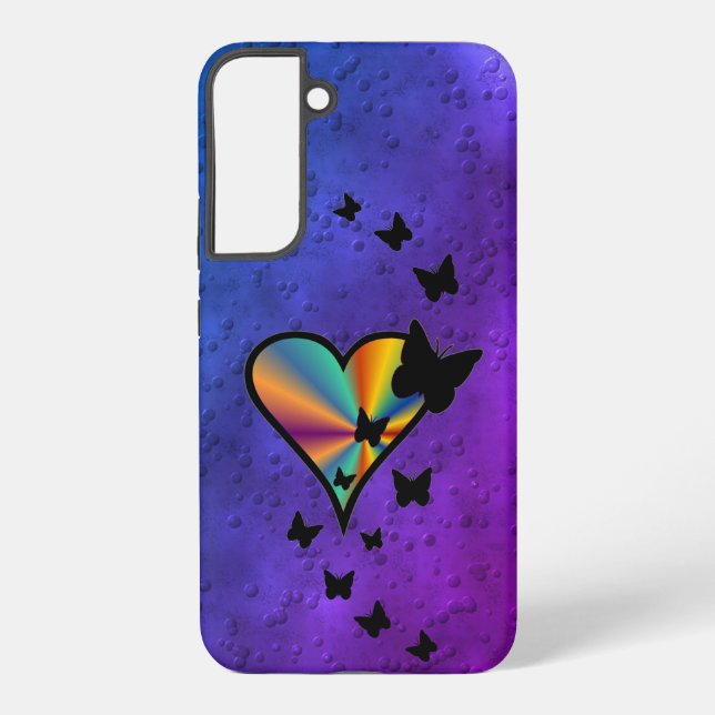 Rainbow Heart and Butterfly Samsung Galaxy S22+ Case (Back)