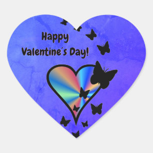 Rainbow Heart and Butterfly Sticker
