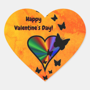 Rainbow Heart and Butterfly Sticker
