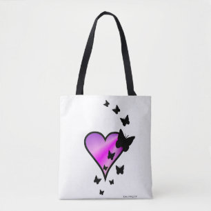 Rainbow heart and Butterfly Tote Bag