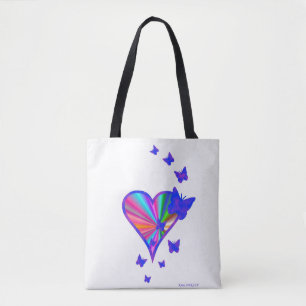 Rainbow heart and Butterfly Tote Bag