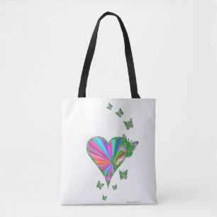 Rainbow heart and Butterfly Tote Bag