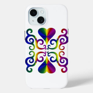 Rainbow Heart and Lily iPhone 15 Case