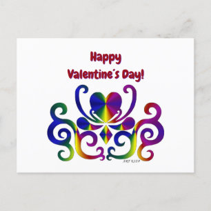 Rainbow Heart and Lily Holiday Postcard