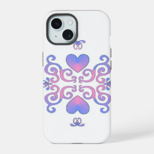 Rainbow Heart and Lily iPhone 15 Case