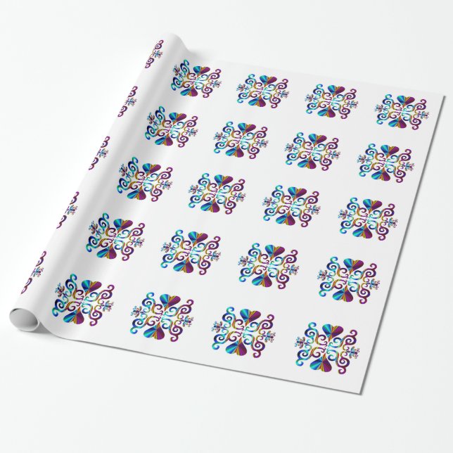 Rainbow Heart and Lily Wrapping Paper (Unrolled)