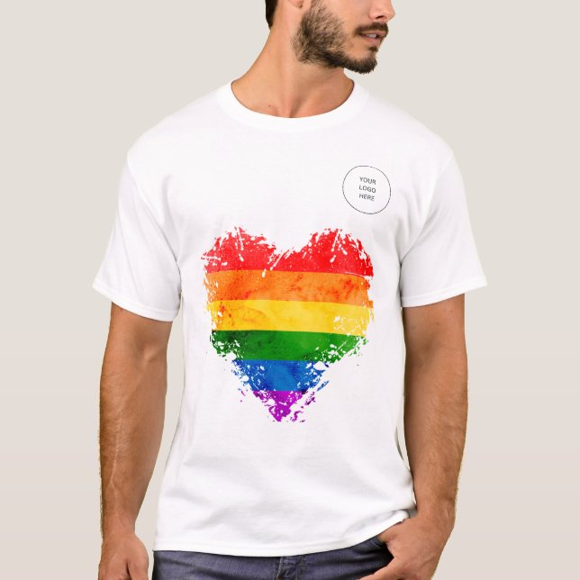 rainbow heart  and your own logo  T-Shirt (Front)