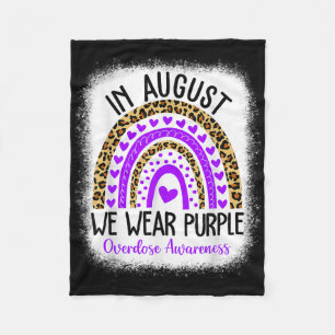 Rainbow Heart August We Wear Purple Overdose Aware Fleece Blanket