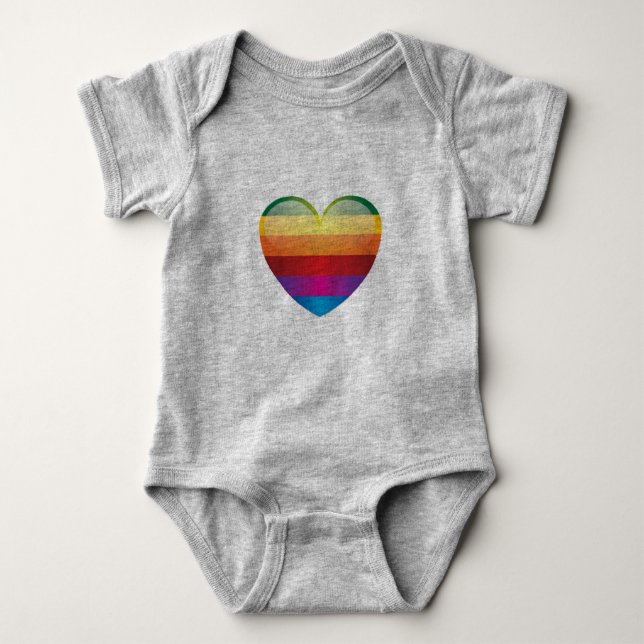 Rainbow Heart Baby Bodysuit (Front)