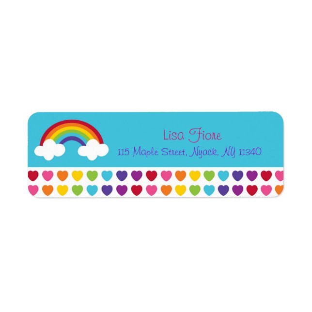 Rainbow Heart Baby Girl Address Labels (Front)