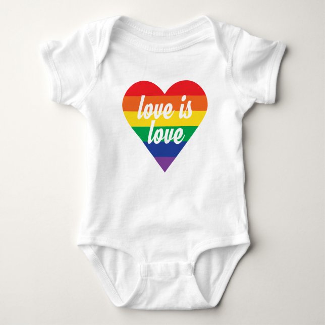 Rainbow Heart Baby Shirt - Love is Love (Front)