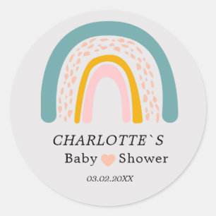 Rainbow-Heart, Baby Shower Classic Round Sticker