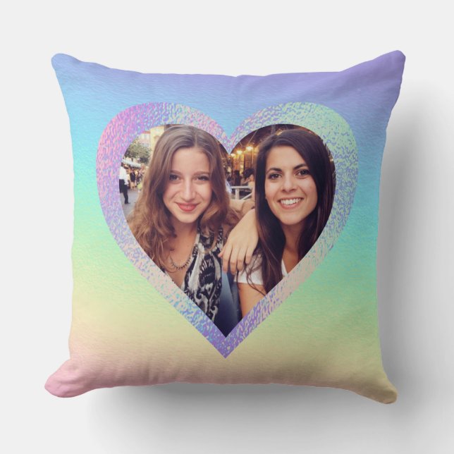 Rainbow Heart Best Friends Custom Photo  Cushion (Front)