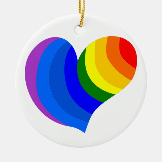 Rainbow Heart Ceramic Tree Decoration (Front)