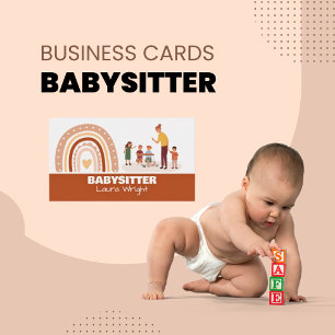 Rainbow Heart Child Care Nanny Babysitter Business Card