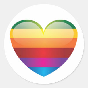 Rainbow Heart Classic Round Sticker