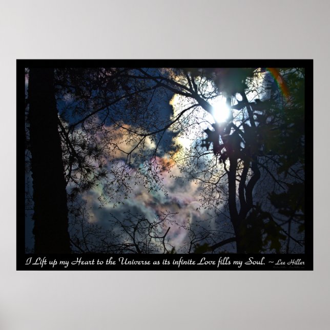 Rainbow Heart Clouds Sunrise Inspirational Quote Poster (Front)