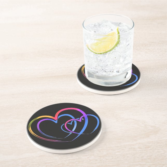 Rainbow heart coaster (Side)