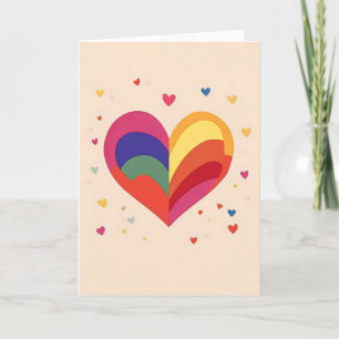 Rainbow Heart Colourful Holiday Card