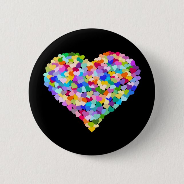 Rainbow Heart Confetti 6 Cm Round Badge (Front)