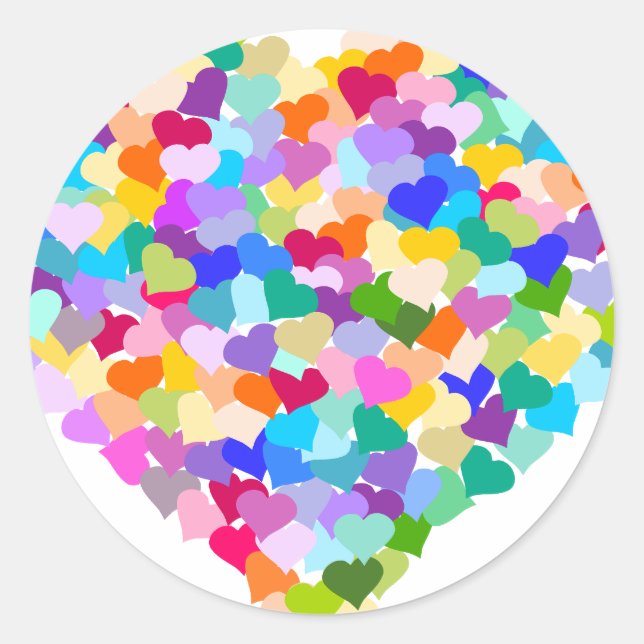 Rainbow Heart Confetti Classic Round Sticker (Front)