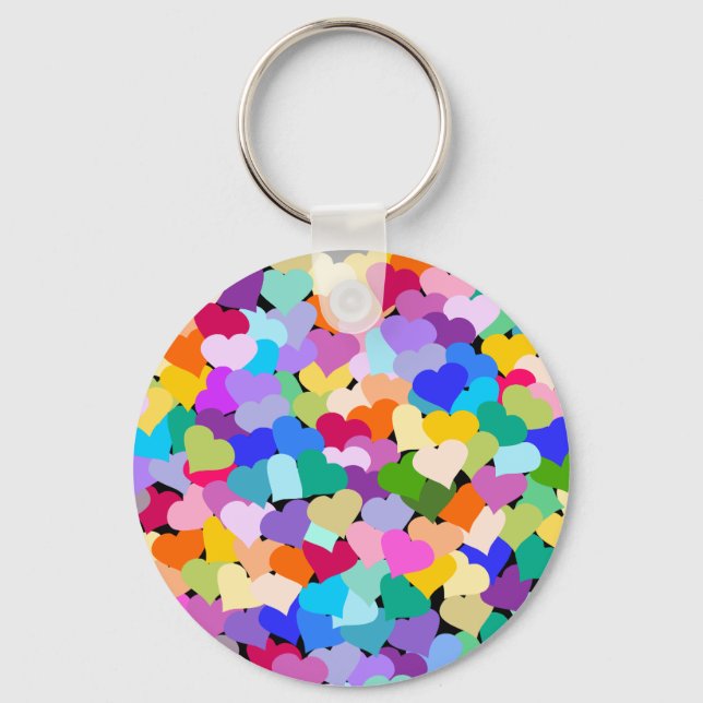 Rainbow Heart Confetti Key Ring (Front)