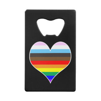 Rainbow Heart Credit Card Bottle Opener