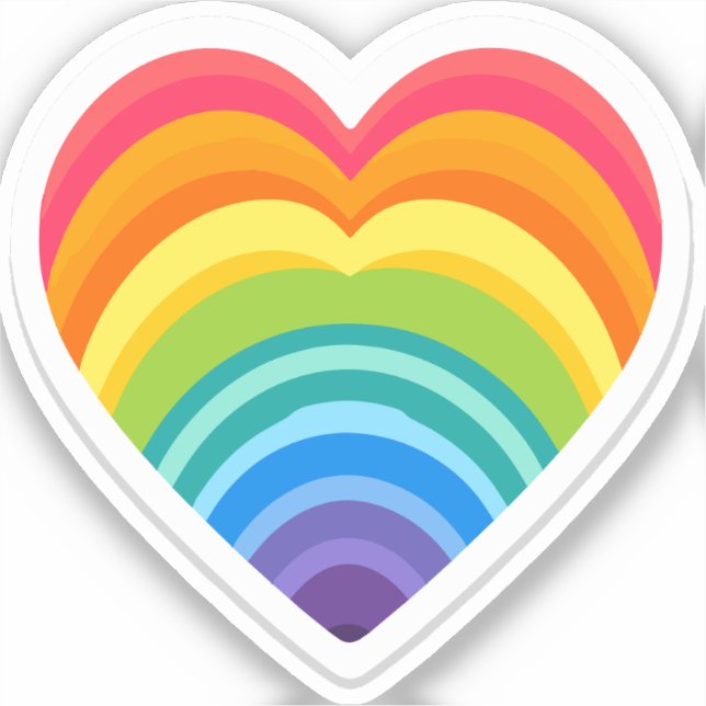 Rainbow Heart cute Sticker (Front)