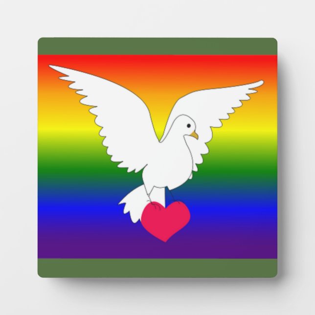 RAINBOW HEART DOVE PLAQUE (Front)