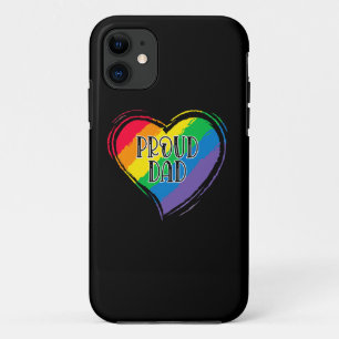 Rainbow Heart Flag Proud Dad LGBT Gay Pride Month iPhone 11 Case