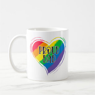 Rainbow Heart Flag Proud Dad LGBT Gay Pride Month Coffee Mug