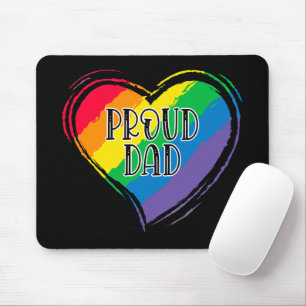 Rainbow Heart Flag Proud Dad LGBT Gay Pride Month Mouse Pad
